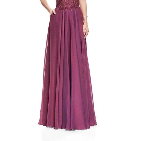 NWT La Femme 25513 Evening Gown Chiffon Red Size 4 - Picture 4 of 7
